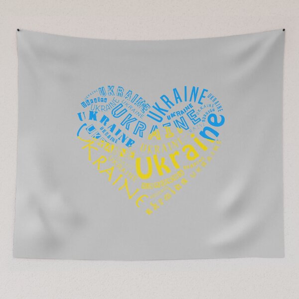 Item preview, Ukraine heart in different languages. Blue and yellow Ukrainian colors designed and sold by BeRudeShop.