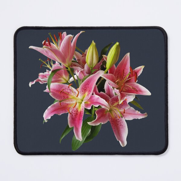 Item preview, Stargazer Lilies on Dark Blue Square designed and sold by ellenhenry.