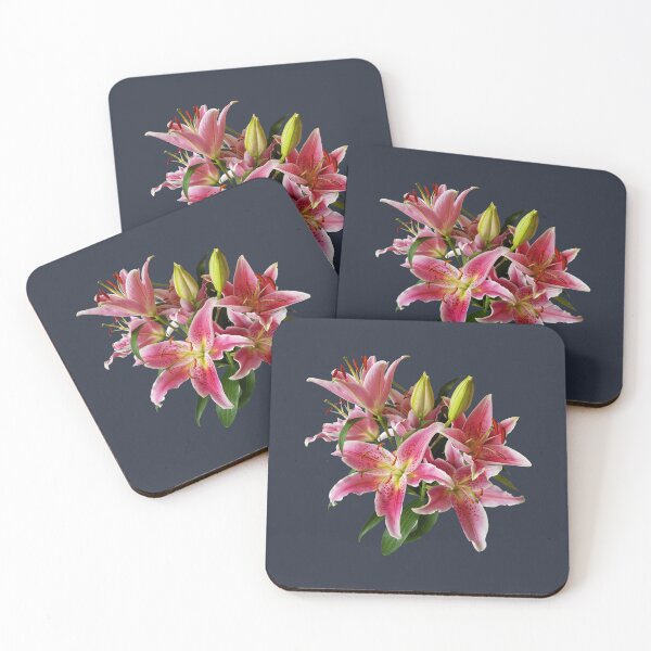 Item preview, Stargazer Lilies on Dark Blue Square designed and sold by ellenhenry.