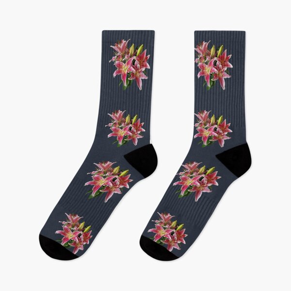 Item preview, Stargazer Lilies on Dark Blue Square designed and sold by ellenhenry.
