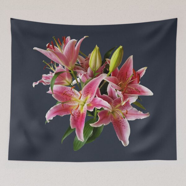 Item preview, Stargazer Lilies on Dark Blue Square designed and sold by ellenhenry.
