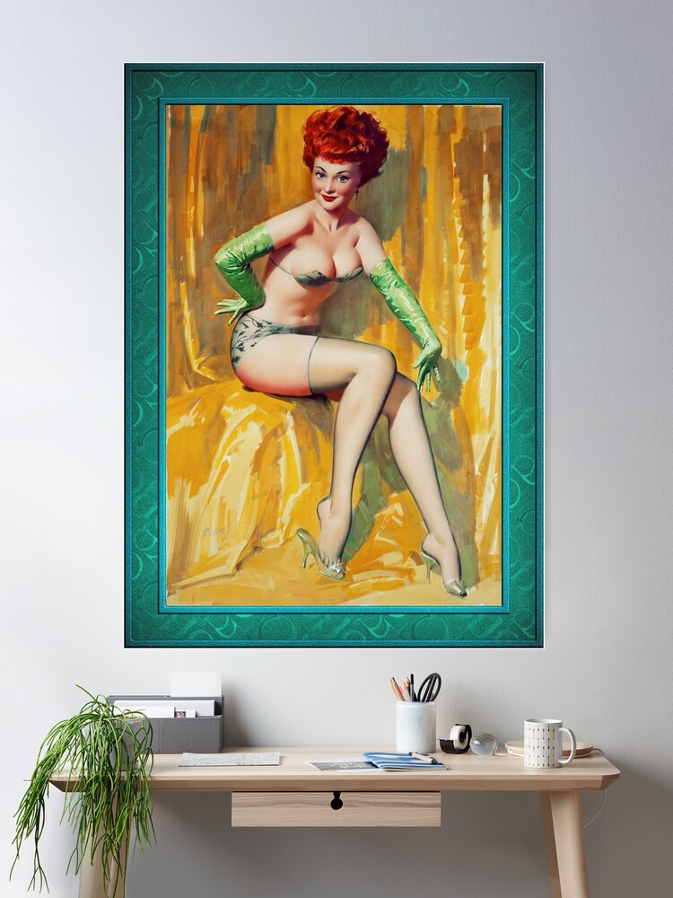 Redhead In A Green Bikini by Bill Medcalf - Fiery Beauty 2 Redhead In A Green Bikini by Bill Medcalf Remastered Vintage Art Xzendor7 Reproductions Wall Decor Poster Prints