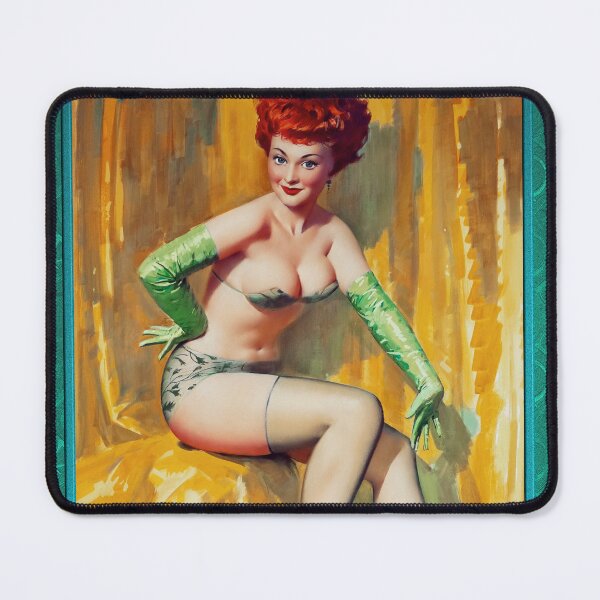 Item preview, Redhead In A Green Bikini by Bill Medcalf Remastered Vintage Art Xzendor7 Reproductions designed and sold by Xzendor7 Digital Art Creations.