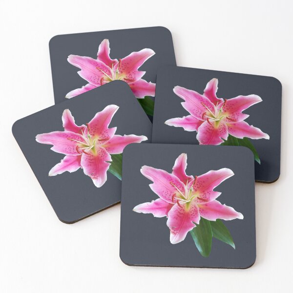Item preview, Stargazer Lily Flower on Dark Blue Square designed and sold by ellenhenry.