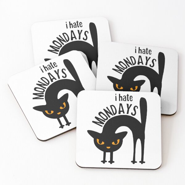 Item preview, Black Cat I Hate Mondays Funny designed and sold by RobeLan.
