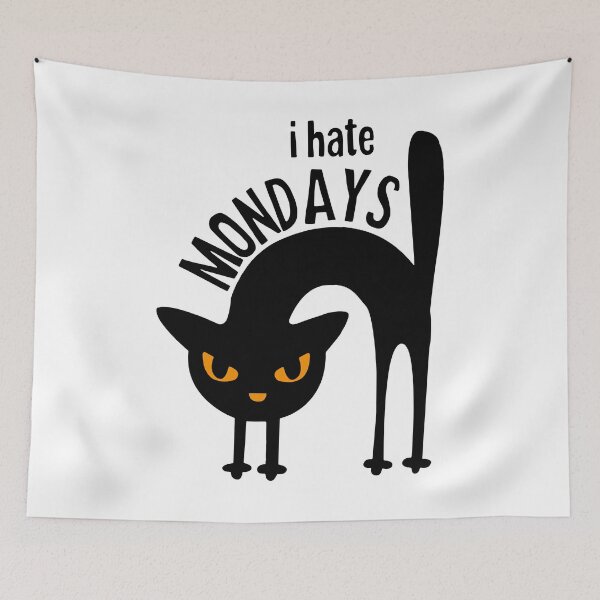 Item preview, Black Cat I Hate Mondays Funny designed and sold by RobeLan.