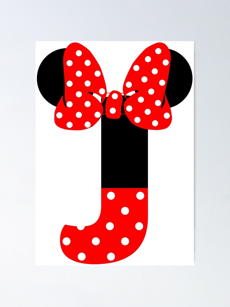 minnie-monogram-j-poster-for-sale-by-owlies-barn-redbubble for Free Printable Minnie Mouse Letters Minnie Monogram - J