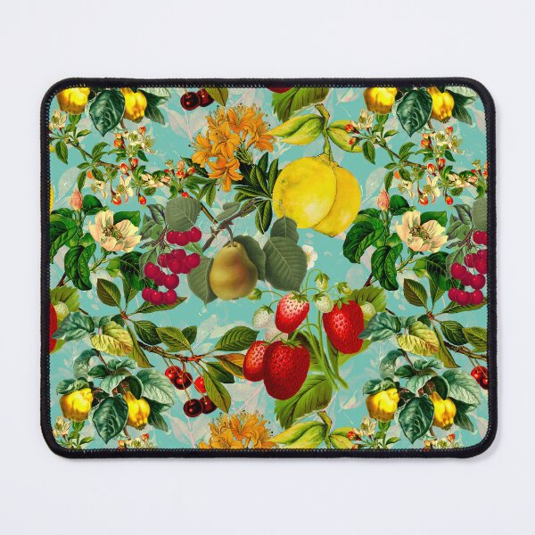 Item preview, Vintage fruit garden pattern, strawberries, vintage botanical, fruit pattern, green mint floral illustration designed and sold by ZeinabTaha.