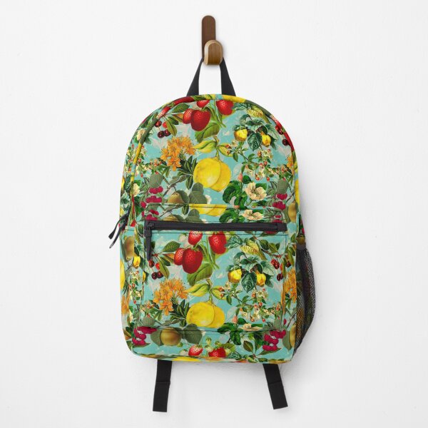 Item preview, Vintage fruit garden pattern, strawberries, vintage botanical, fruit pattern, green mint floral illustration designed and sold by ZeinabTaha.