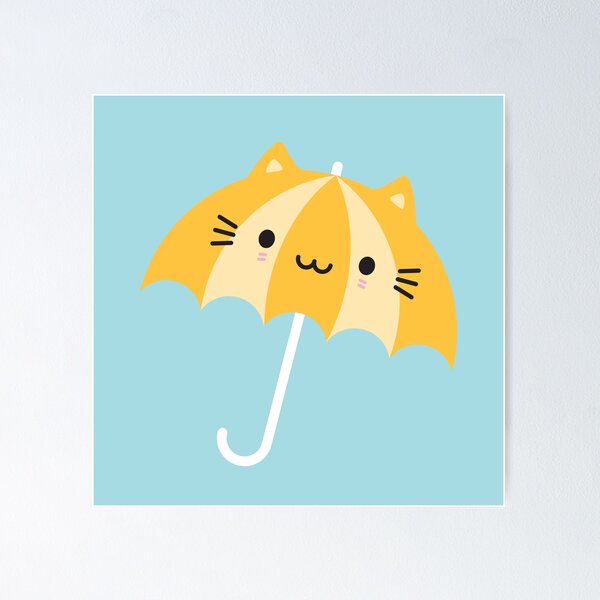 Kawaii Cat Umbrella Poster