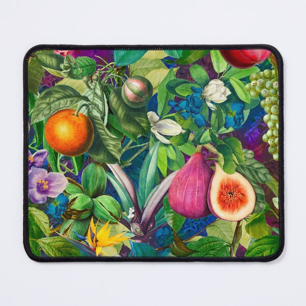 Item preview, Trendy exotic tropical floral leaves and fruits tropical pattern, botanical illustration, purple blue floral illustration   designed and sold by ZeinabTaha.