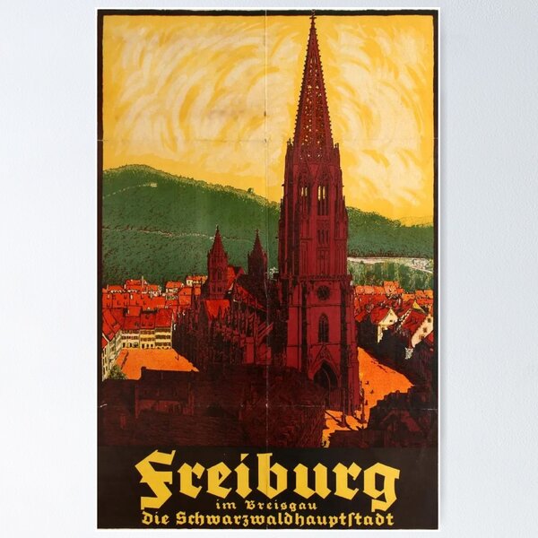Item preview, Freiburg, Germany - Vintage Travel Poster designed and sold by SALON DES ARTS.