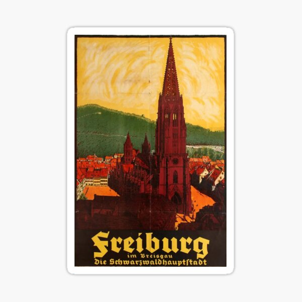 Freiburg, Germany - Vintage Travel Poster Sticker