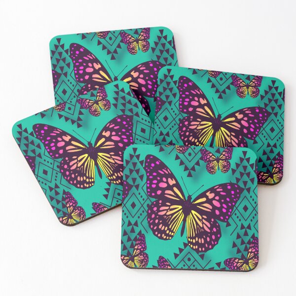 Item preview, Turquoise/ Pink / Yellow /  Native Butterfly Design  designed and sold by JMWCD.