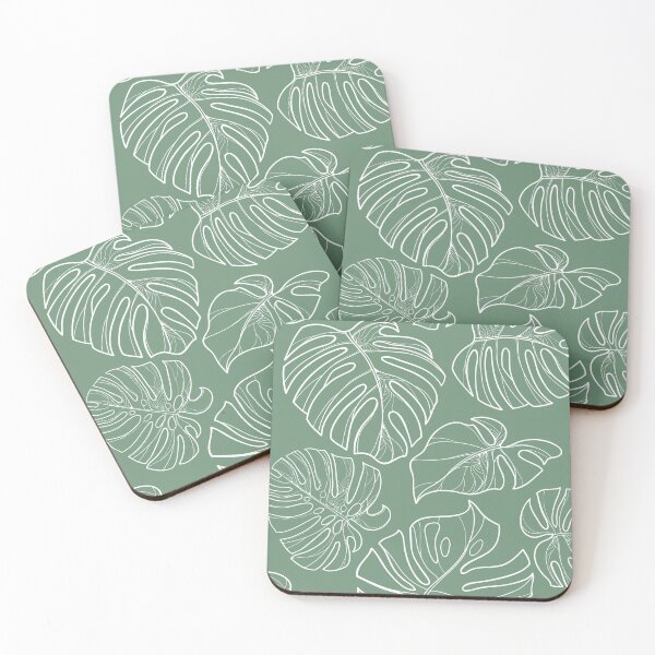 Item preview, Copy of Monstera Leaves Large Tropical Line Art Green and White designed and sold by TeesForNerds.