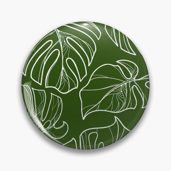 Item preview, Monstera Leaves Large Tropical Line Art Dark Green and White designed and sold by TeesForNerds.
