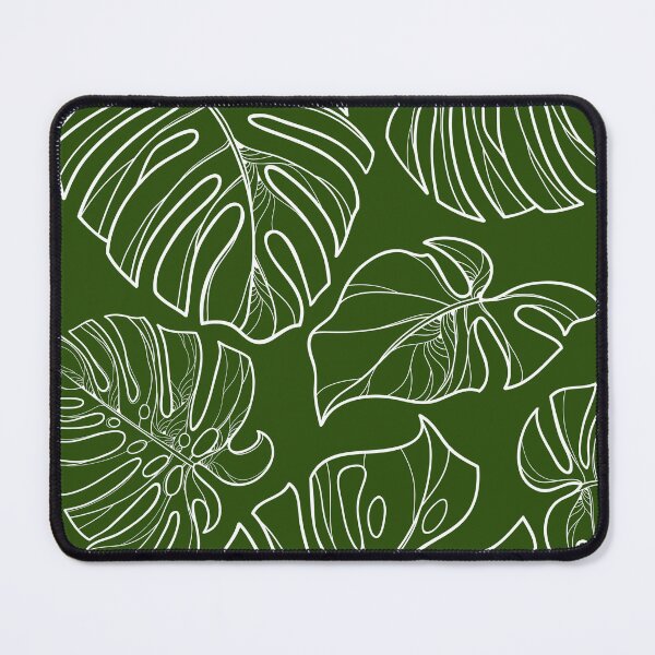 Item preview, Monstera Leaves Large Tropical Line Art Dark Green and White designed and sold by TeesForNerds.