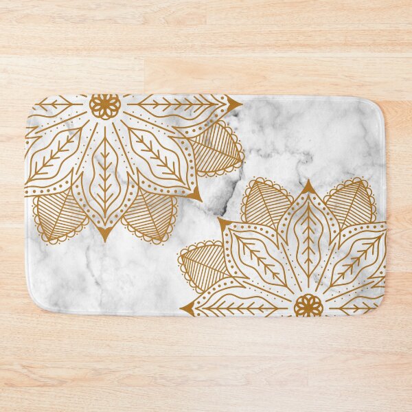 Item preview, gold mandala and white marble luxury pattern designed and sold by Beeroclock.