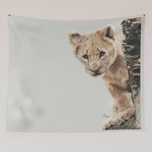 Aperçu de l'œuvre Mignon lionceau courageux | art animalier créée et vendue par NathBros.