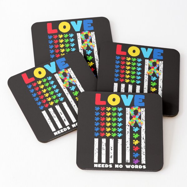 Item preview, Love Needs No Words US American Flag Autism Puzzle Autistic designed and sold by TomGiantDesigns.