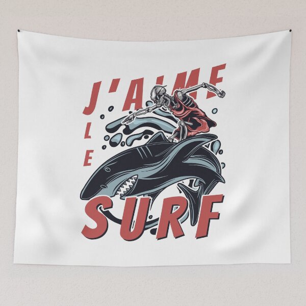 Item preview, Surfing J'aime Le Surf Skeleton Shark designed and sold by OmmeDesigns.
