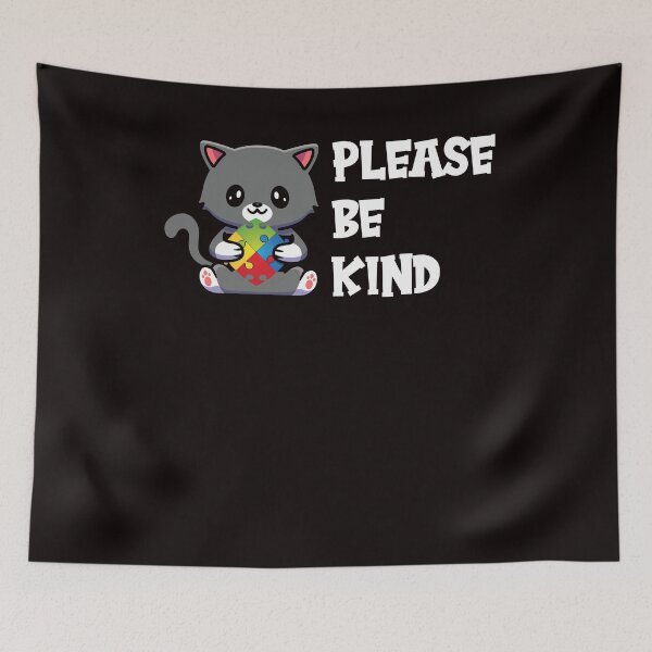 Item preview, Be Kind Autism Awareness Cat Kitten Autistic Puzzle Ribbon designed and sold by TomGiantDesigns.