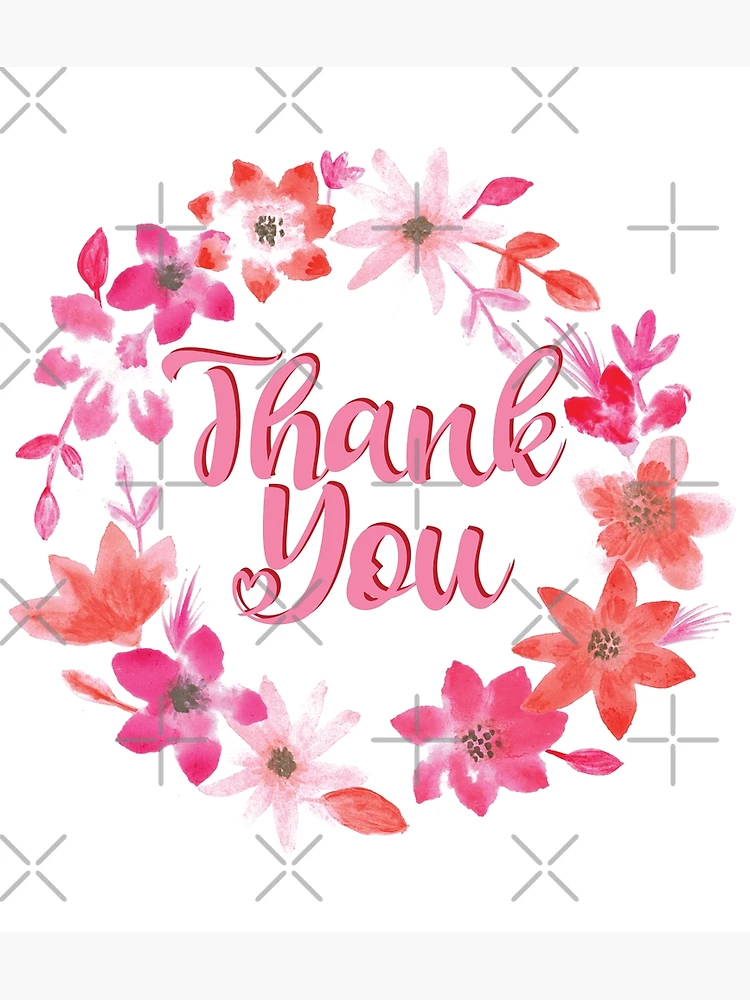 Thank You Cards, Floral Watercolor Bulk Set with Envelopes (5 x