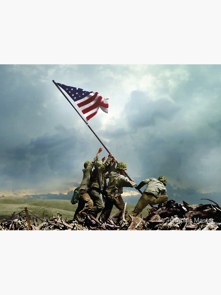 US Marines raising the U.S. flag on Mount Suribachi, Battle of Iwo