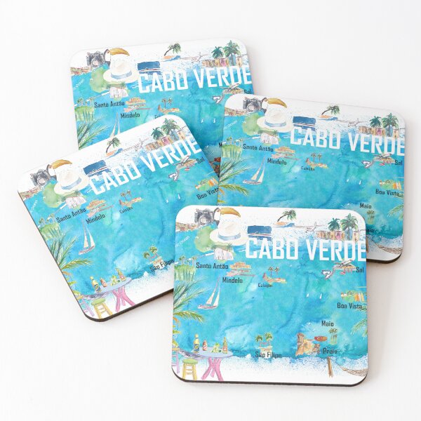 Item preview, Cabo Verde Illustrated Island Travel Map with Tourist Highlights designed and sold by artshop77.