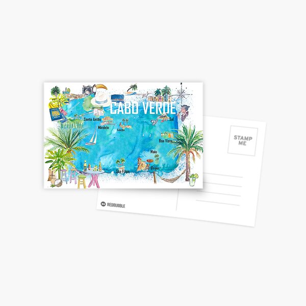 Item preview, Cabo Verde Illustrated Island Travel Map with Tourist Highlights designed and sold by artshop77.