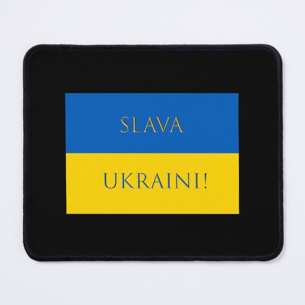 Item preview, Ukraine flag colours. Blue top, yellow bottom. romanized text Slava Ukraini! (Glory to Ukraine)r   designed and sold by DewdropGalaxy.