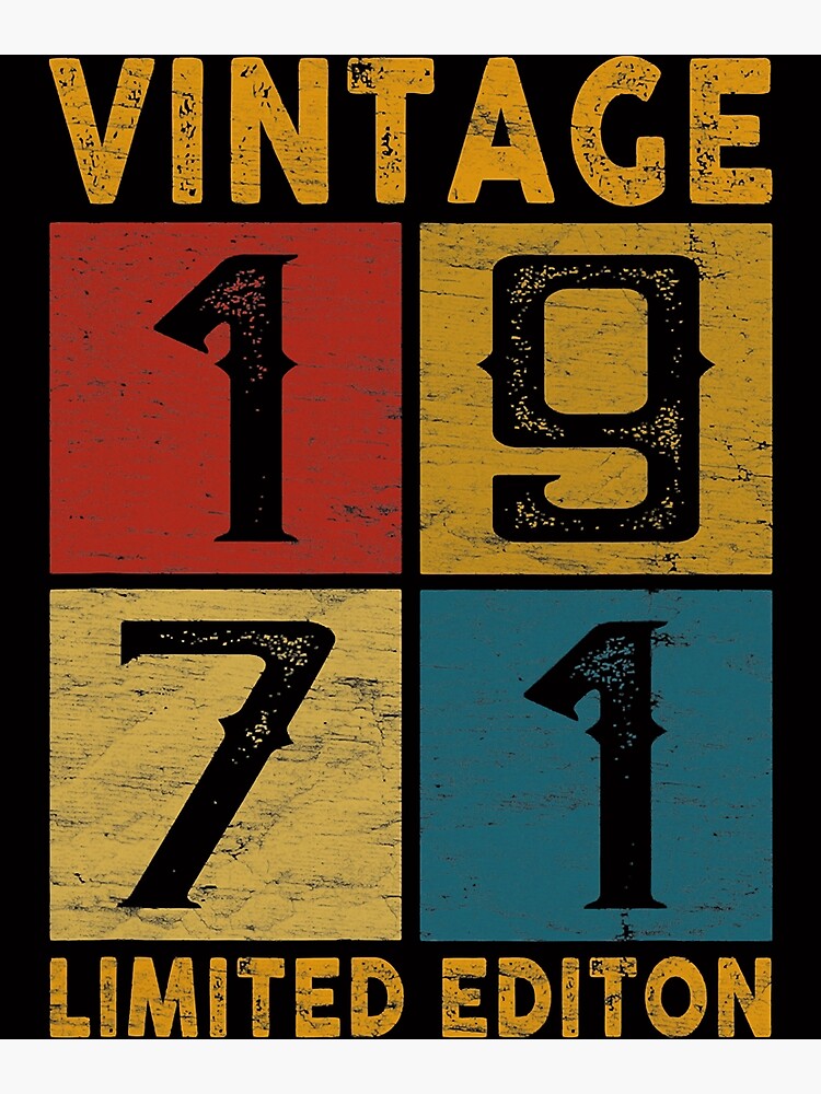 Disover 51st Birthday Vintage 1971 Born in 1971 51 Yrs Old Bday Premium Matte Vertical Poster