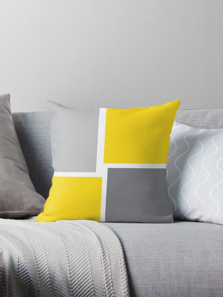 Mustard yellow and gray throw pillows sale