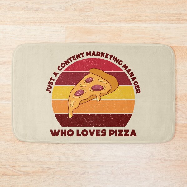 Item preview, Just a content marketing manager who loves pizza, dark text, funny marketer food lover, content marketing manager pizza designed and sold by SGS-.