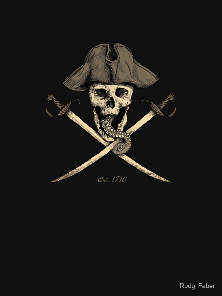 Thumbnail 7 of 7, Essential T-Shirt, Black Flag Pirate Skull designed and sold by Rudy Faber.