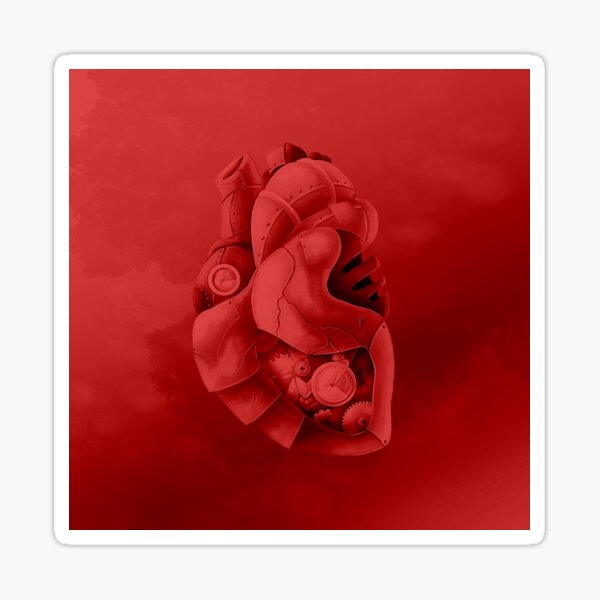 The Steam War Ruby Heart With Background Sticker