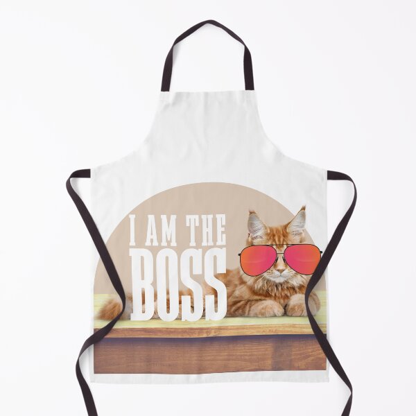 Item preview, I'm the boss, cute cat wearing sunglasses, Cat Mat, Hat, Sticker, Magnet, PhoneCase, Skin, MousePad, Pillow, Prints, Card, Poster, Laptop Skin, Journal, Bath Mat, Mask, Phone Wallet, Apron, Notebook, designed and sold by SpiralStairShop.