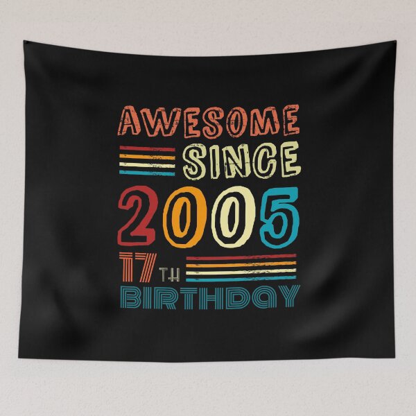 Item preview, Funny birthday gift awesome since 2005 17 th birthday retro vintage style designed and sold by cizito.