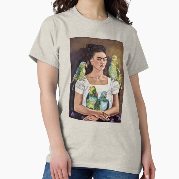 Vista previa del artículo con la obra «Yo y mis loros de Frida Kahlo», diseñado y vendido por FridaBubble.