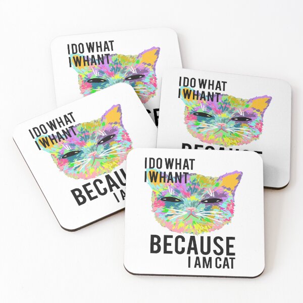 Item preview, Colorful cat "Because I am cat" quote designed and sold by NKTNstudio.