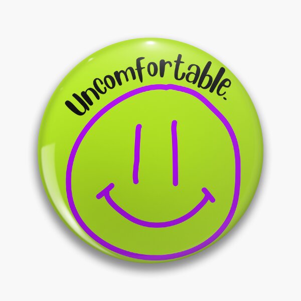 Item preview, Uncomfortable antisocial introvert funny saying with lime green and purple smiley face designed and sold by Emily Roberts.