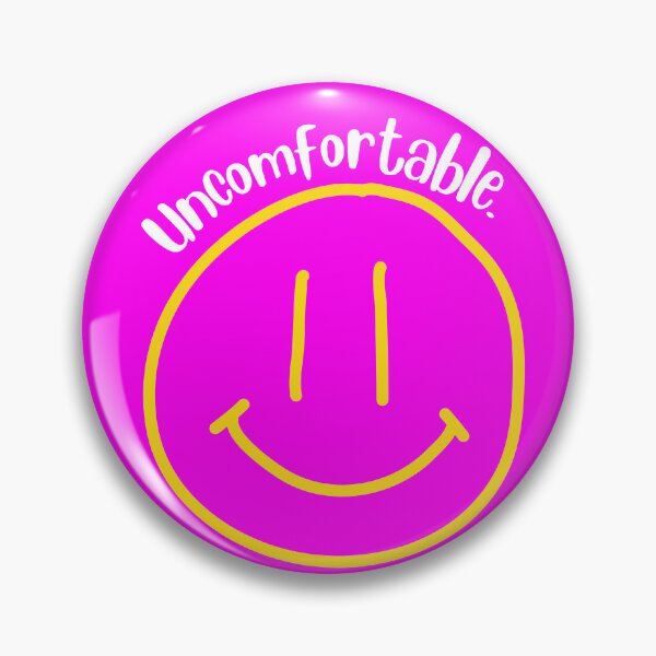 Item preview, Uncomfortable funny introvert quote with smiley face, hot pink and white and yellow designed and sold by Emily Roberts.