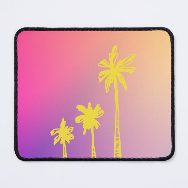 Item preview, Vintage Hawaiian aloha, yellow palm trees with colorful gradient sunset background designed and sold by Emily Roberts.