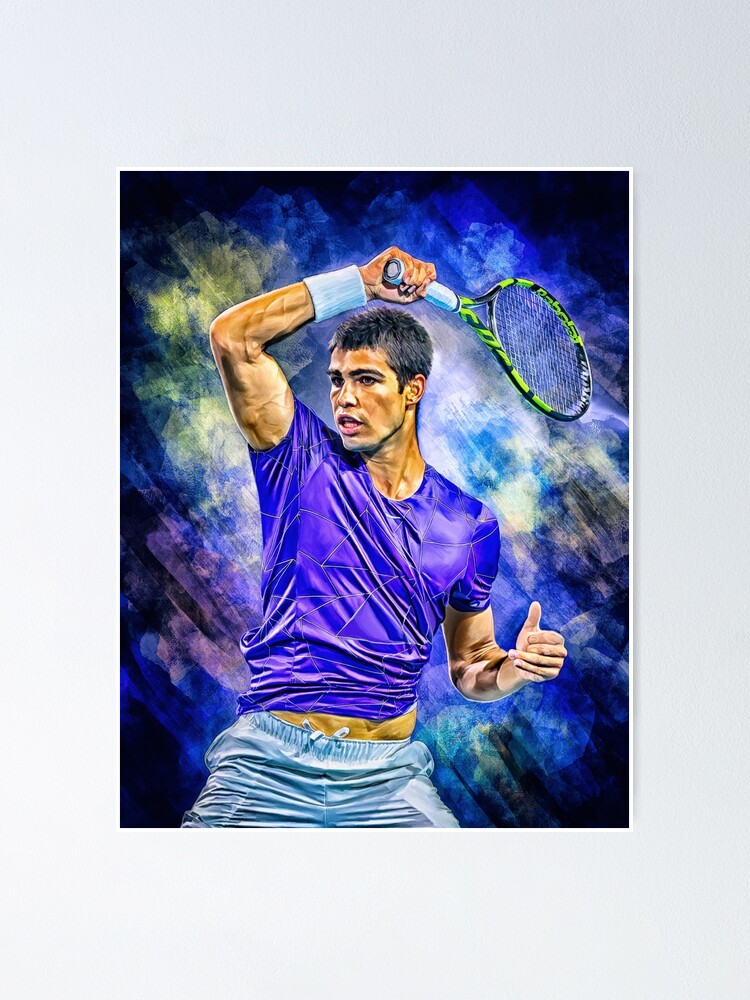 "Carlos Alcaraz of Spain plays forehand. Miami 2022. Digital artwork