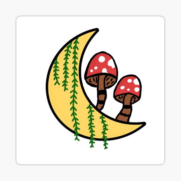 Item preview, Colorful moon with mushrooms and vines designed and sold by inthewitchelm.