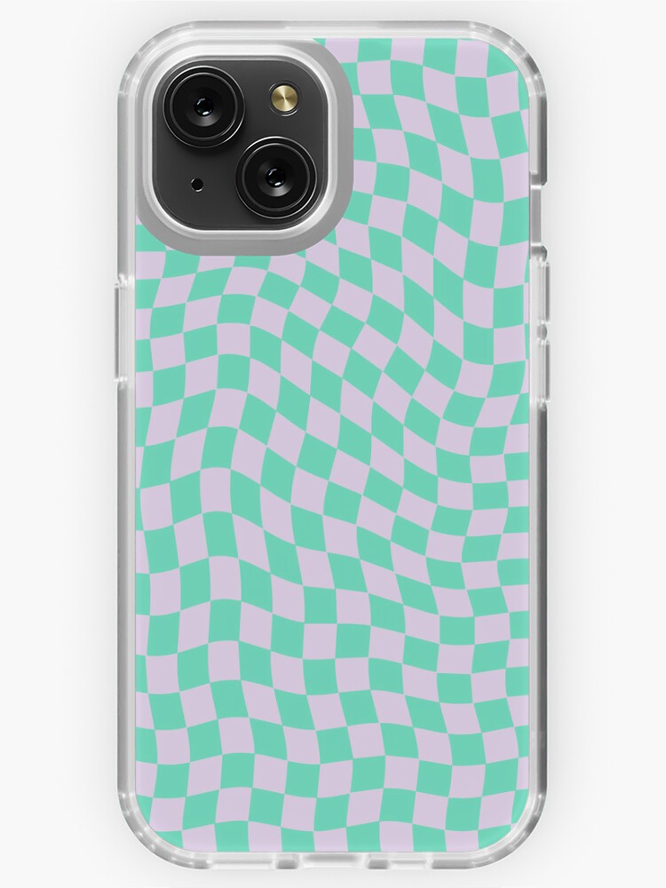 Light Blue Wavy Checkered Phone Case Retro iPhone 14 Case 