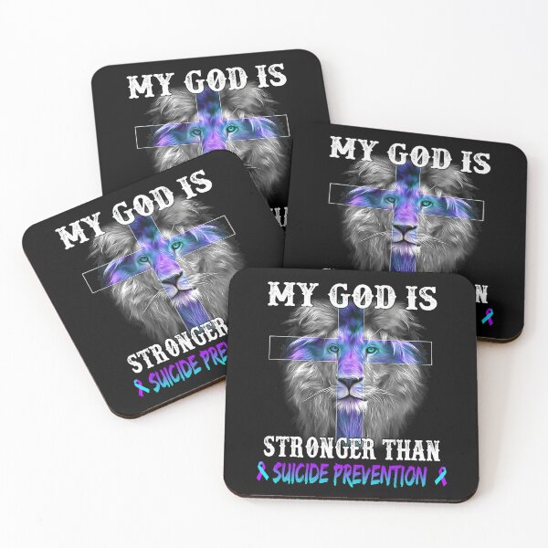 Item preview, Lion My God Is Stronger Than Suicide Prevention Support Suicide Prevention Warrior designed and sold by Hatjar.