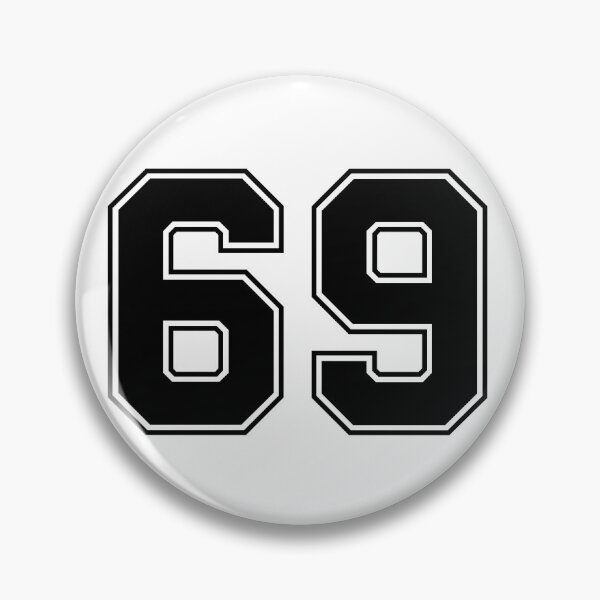 Item preview, 69 American Football Classic Vintage Sport Jersey Number in black number on white background for american football, baseball or basketball designed and sold by Marcin Adrian.