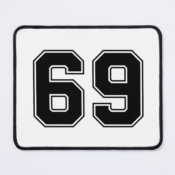 Item preview, 69 American Football Classic Vintage Sport Jersey Number in black number on white background for american football, baseball or basketball designed and sold by Marcin Adrian.