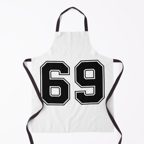 Item preview, 69 American Football Classic Vintage Sport Jersey Number in black number on white background for american football, baseball or basketball designed and sold by Marcin Adrian.
